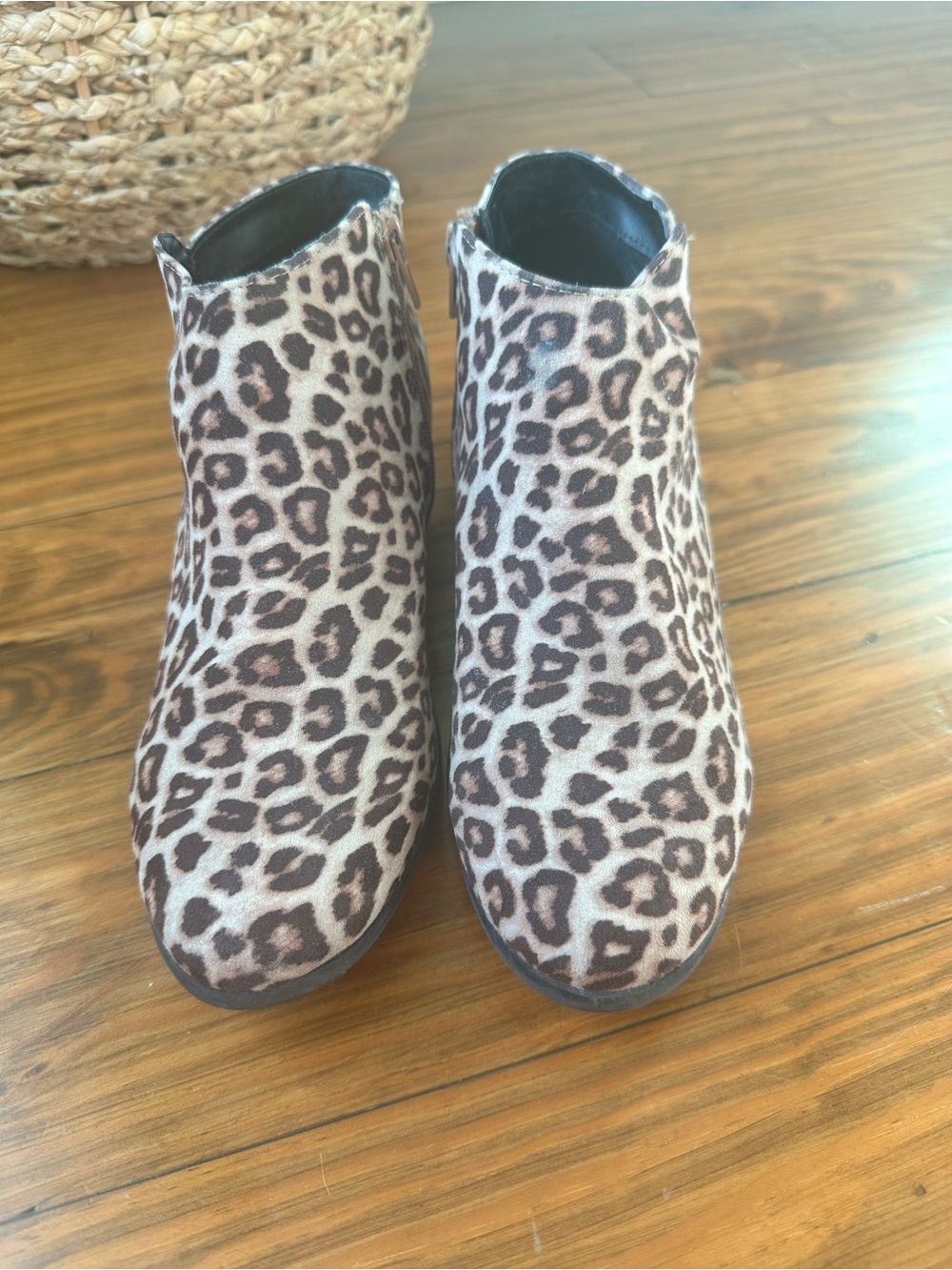 Soda Leopard Print Ankle Booties - Brown, Black & Cream